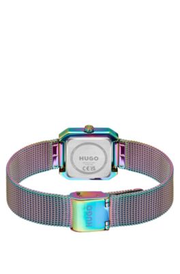 Reloj cuadrado Hazel iridiscente con pulsera de malla, Assorted-Pre-Pack