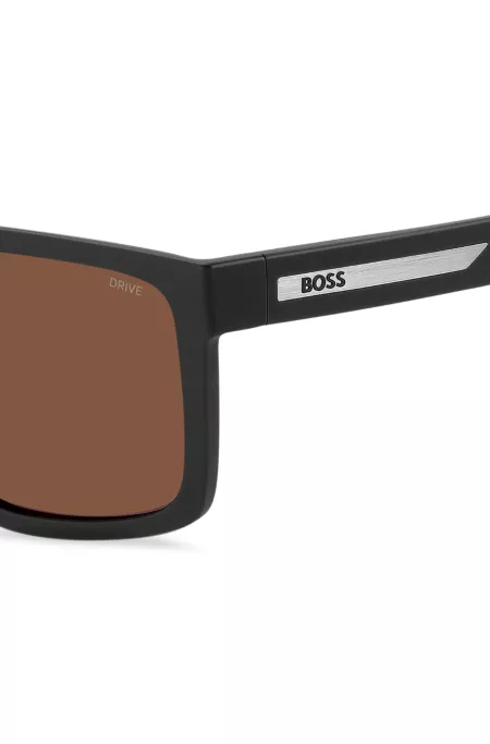 Black sunglasses with high-contrast polarized lenses