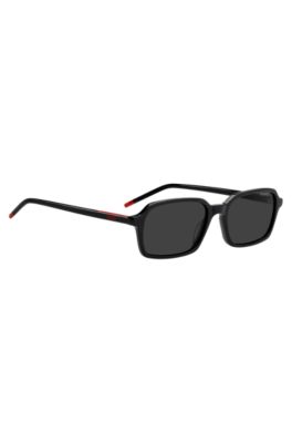 Black acetate sunglasses with red trim, Assorted-Pre-Pack