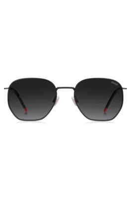Gafas de sol de acero inoxidable en negro mate con detalles en rojo, Assorted-Pre-Pack