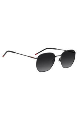 Gafas de sol de acero inoxidable en negro mate con detalles en rojo, Assorted-Pre-Pack