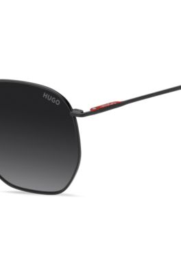 Gafas de sol de acero inoxidable en negro mate con detalles en rojo, Assorted-Pre-Pack