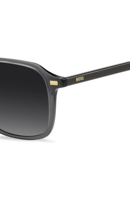Gafas de sol de acetato gris oscuro con logos dorados, Assorted-Pre-Pack