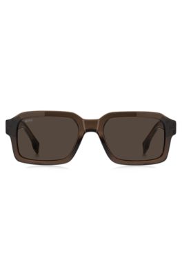 Brown acetate sunglasses with silver-tone logo insert, Assorted-Pre-Pack