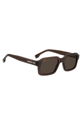 Brown acetate sunglasses with silver-tone logo insert, Assorted-Pre-Pack