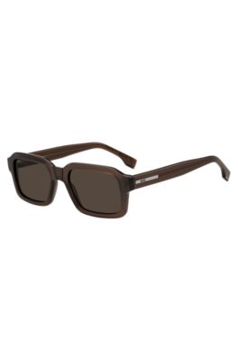 Brown acetate sunglasses with silver-tone logo insert, Assorted-Pre-Pack