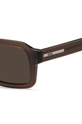 Brown acetate sunglasses with silver-tone logo insert, Assorted-Pre-Pack