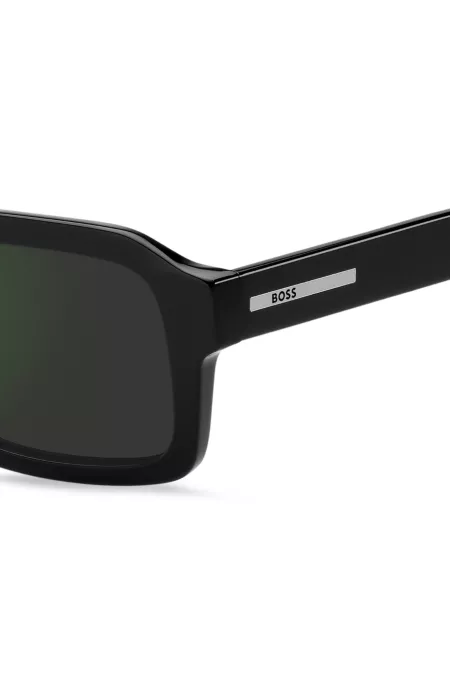 Black acetate sunglasses with green gradient lenses