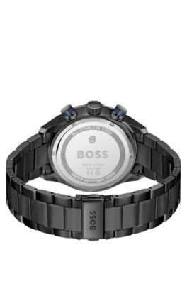 BOSS Chronomatix reloj chapado en negro con textura de monogramas en la esfera, Assorted-Pre-Pack