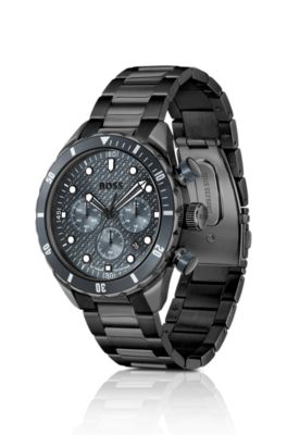 BOSS Chronomatix reloj chapado en negro con textura de monogramas en la esfera, Assorted-Pre-Pack