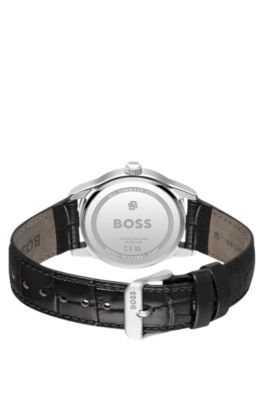 Langford montre &agrave; cadran noir avec bracelet en cuir fa&ccedil;on crocodile, Assorted-Pre-Pack