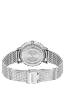 #Style 3H reloj con esfera negra y pulsera de malla, Assorted-Pre-Pack