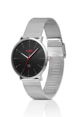 #Style 3H black dial watch with mesh bracelet, Assorted-Pre-Pack