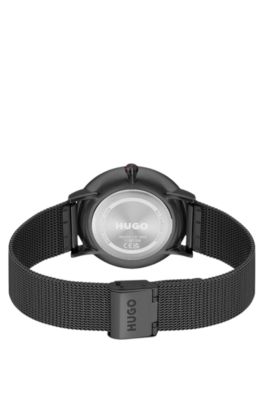 #Style 3H all-black watch with mesh bracelet, Assorted-Pre-Pack