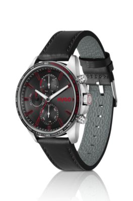 #Drift black-dial watch with black leather strap, Assorted-Pre-Pack