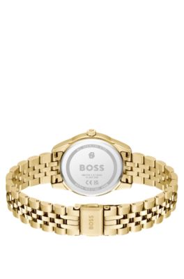 Reloj elegante con esfera verde y bisel con cristales engastados, Assorted-Pre-Pack