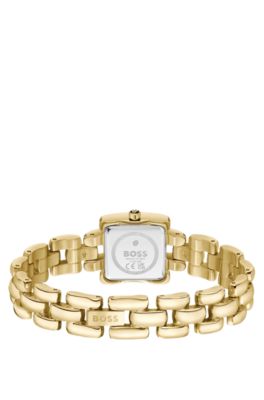 Violet reloj de caja cuadrada en tono dorado con pulsera de dise&ntilde;o escult&oacute;rico, Assorted-Pre-Pack