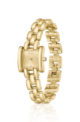Violet reloj de caja cuadrada en tono dorado con pulsera de dise&ntilde;o escult&oacute;rico, Assorted-Pre-Pack