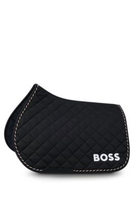 Equestrian jumping saddle pad with monogram print, Black