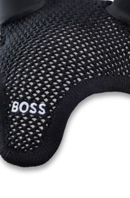 Equestrian crochet fly veil with contrast logo, Black