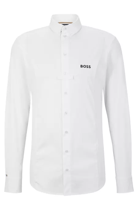 Equestrian slim-fit show shirt in mixed materials