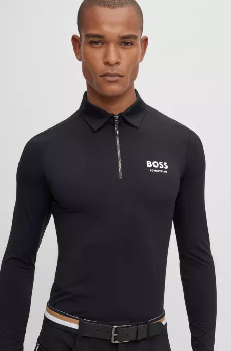 Equestrian training polo shirt in power-stretch material