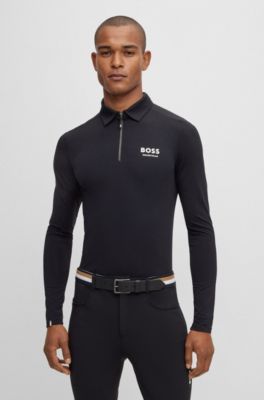 Polo de equitaci&oacute;n para doma confeccionado en material superel&aacute;stico, Negro