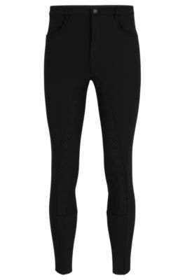 Equestrian full-grip breeches in power-sport fabric, Black