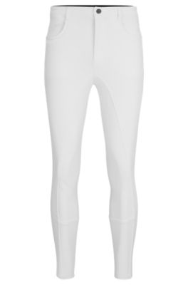 Equestrian full-grip breeches in power-sport fabric, White