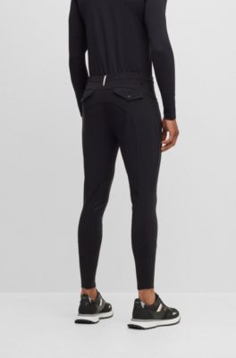 Pantalones de equitaci&oacute;n de material superel&aacute;stico con agarre especial en las rodillas, Negro