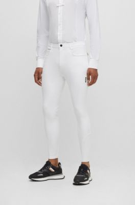 Equestrian knee-grip breeches in power-stretch material, White