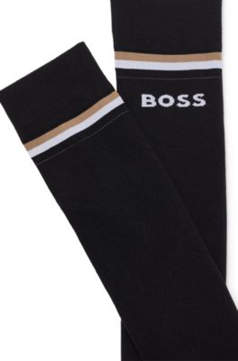 Equestrian riding socks with branding and signature stripe, Black