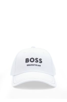 Equestrian five-panel cap with logo details, White
