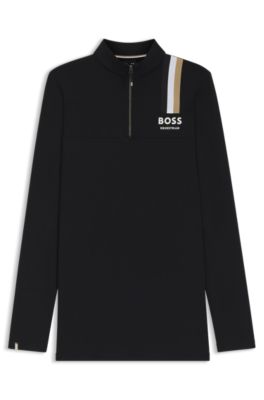 Equestrian slim-fit training blouse in power-stretch material, Black