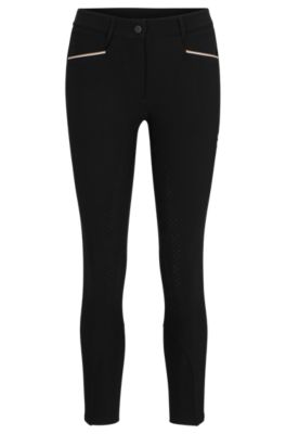 Pantalones de equitaci&oacute;n de material superel&aacute;stico con agarre integral, Negro