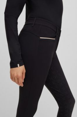 Equestrian full-grip breeches in power-stretch material, Black