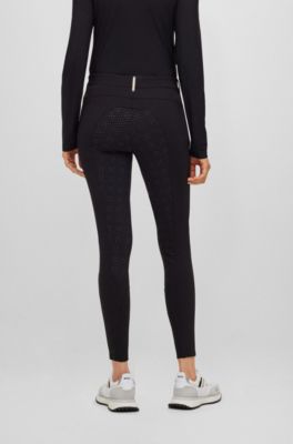 Pantalones de equitaci&oacute;n de material superel&aacute;stico con agarre integral, Negro