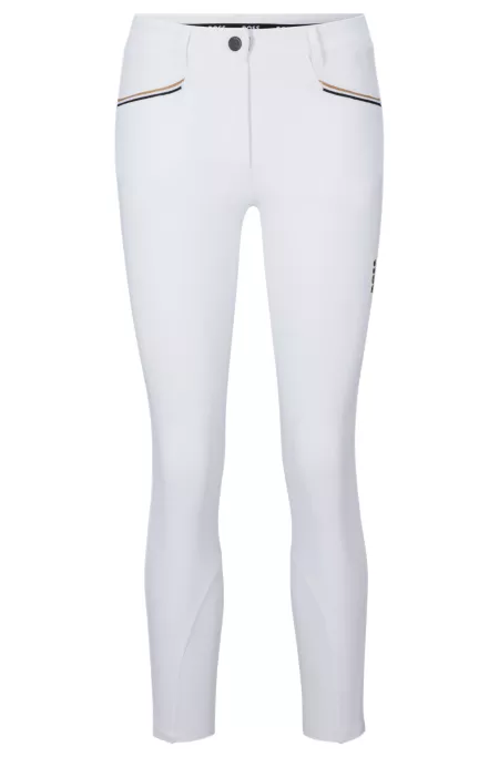Equestrian knee-grip breeches in power-stretch material