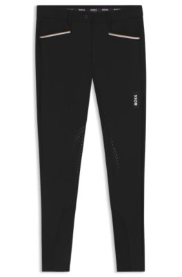Pantalones de equitaci&oacute;n de material superel&aacute;stico con agarre integral, Negro