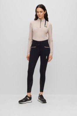 Equestrian full-grip breeches in power-stretch material, Black