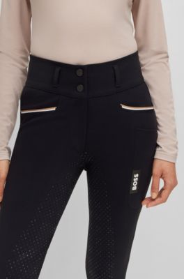 Equestrian full-grip breeches in power-stretch material, Black