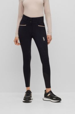 Equestrian full-grip breeches in power-stretch material, Black