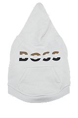 Dog hoodie with iconic stripe logo, White