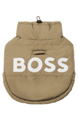 Padded dog jacket in waterproof fabric, Beige