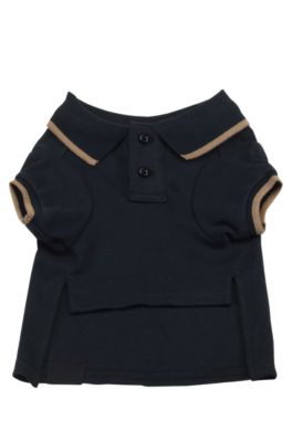 Contrast-tipping dog polo shirt with logo detail, Black