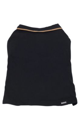 Contrast-tipping dog polo shirt with logo detail, Black
