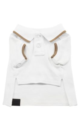 Polo para perro con detalle de logotipo y ribete en contraste, Blanco
