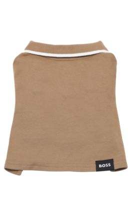 Polo para perro con detalle de logotipo y ribete en contraste, Beige
