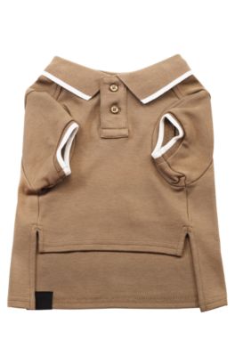 Polo para perro con detalle de logotipo y ribete en contraste, Beige