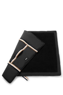 Portable dog mat with sherpa-mat lining, Black